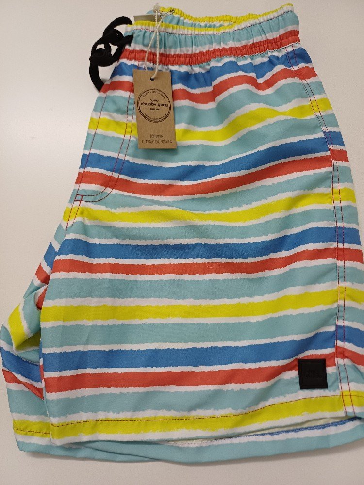 *SHORT BAÑO RAYADO BOY ROJO T.18