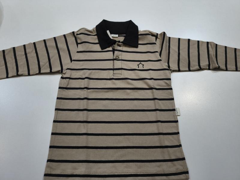 CHOMBA M/L RAYADA ALMENDRA C/ NEGRO VARON T.3