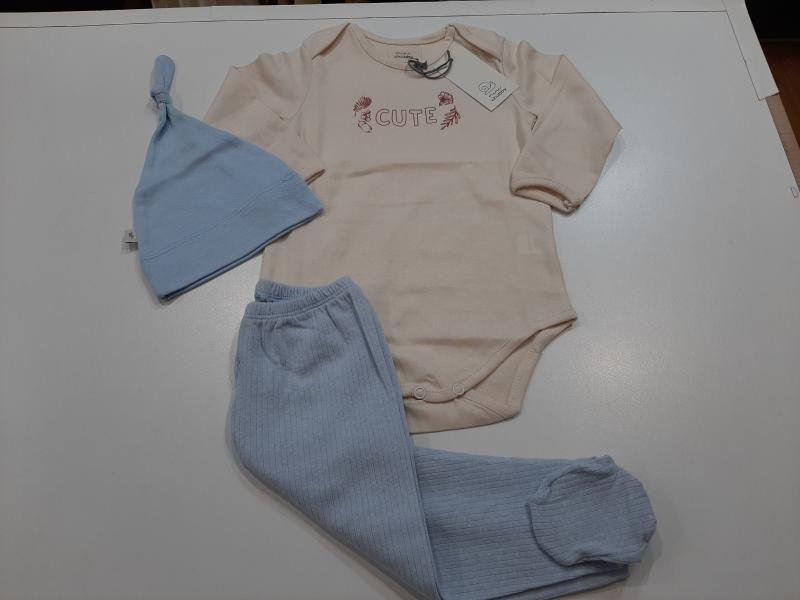 CONJUNTO CUTE BODY + RANITA + GORRO MINI UNISEX T.9.M