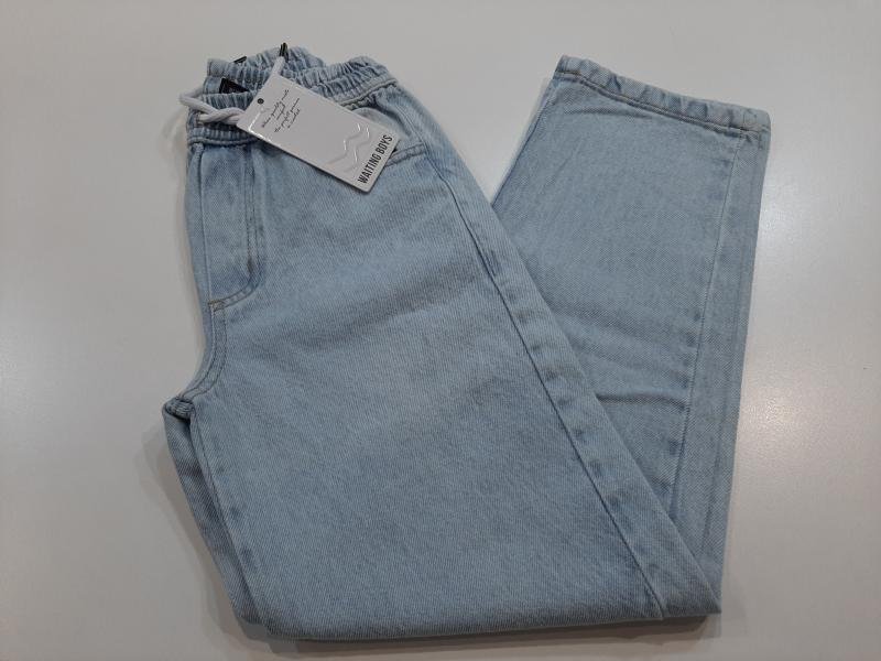 JEAN CINTURA ELASTICA LOOSE (CELESTE NEGRO)T.12