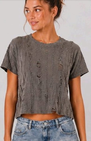 REMERA WEAVE GRIS OSCURO T.16