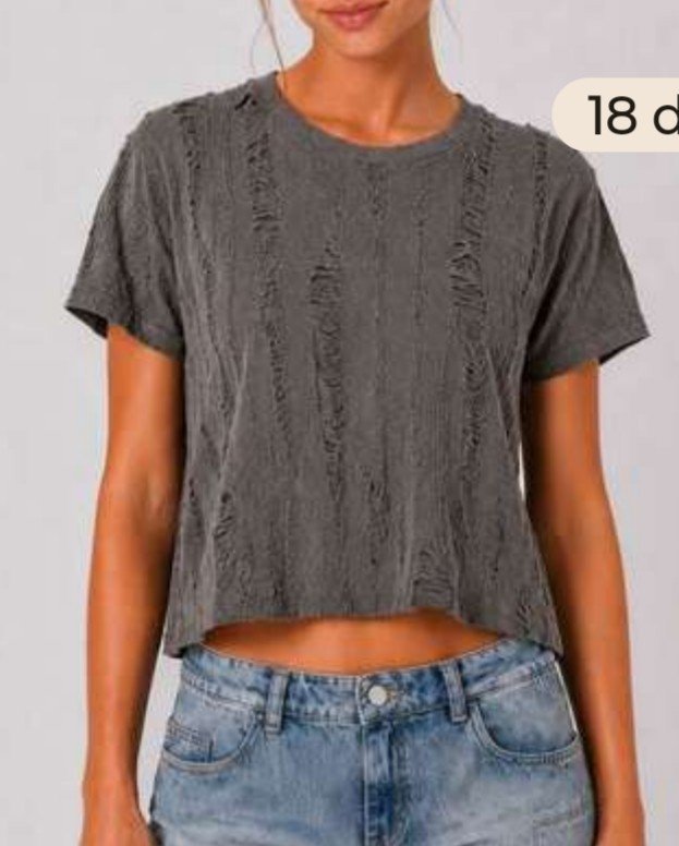REMERA WEAVE GRIS OSCURO T.18