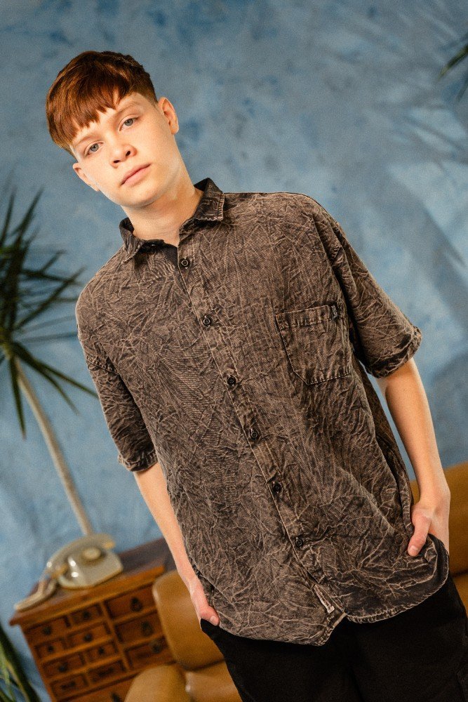 CAMISA OVER MC TENCEL PRELAVADA MODA T.16